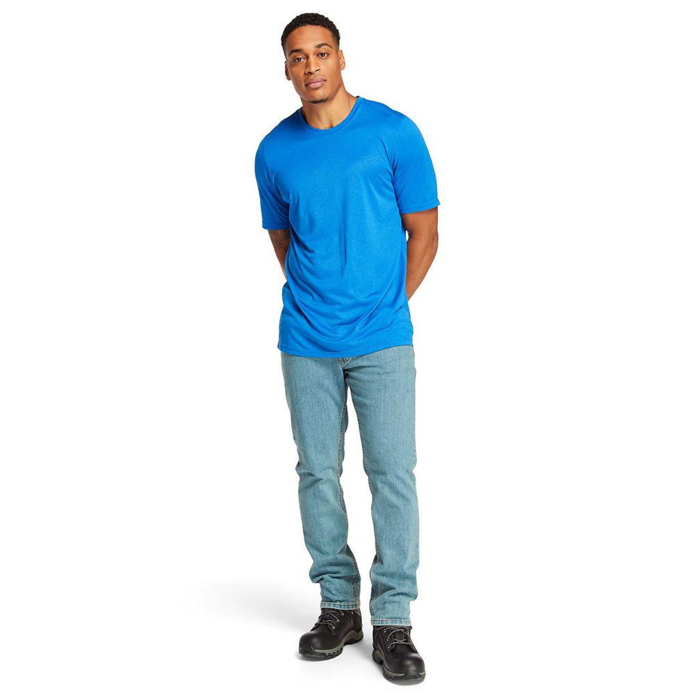 Camisetas Timberland Argentina Hombre - Pro® Big & Tall Wicking Good Sport Short-Sleeve - Azules - V